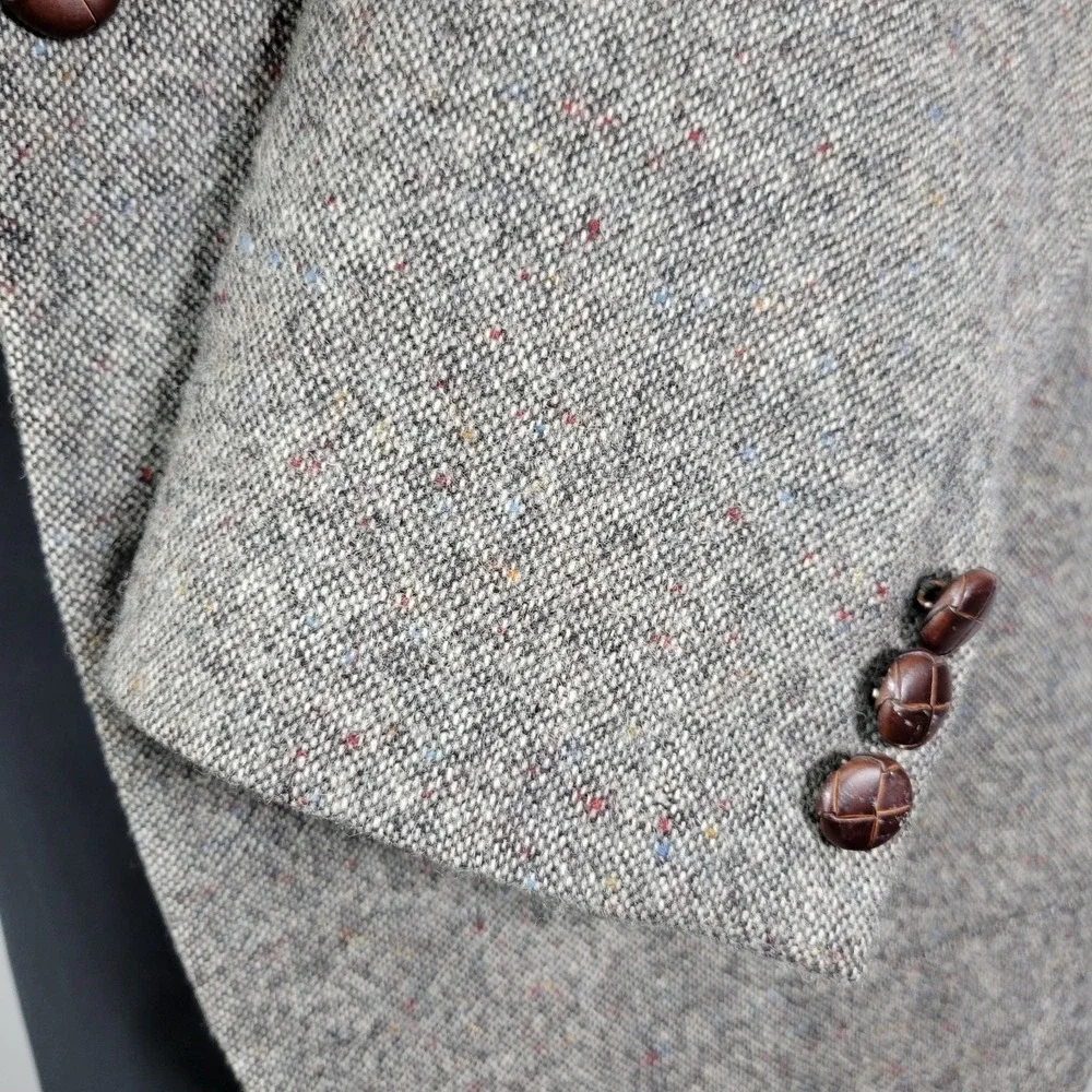 Gallery Haggar Men's Tweed Sport Coat Blazer‎ Two Button Gray Wool Size 46L